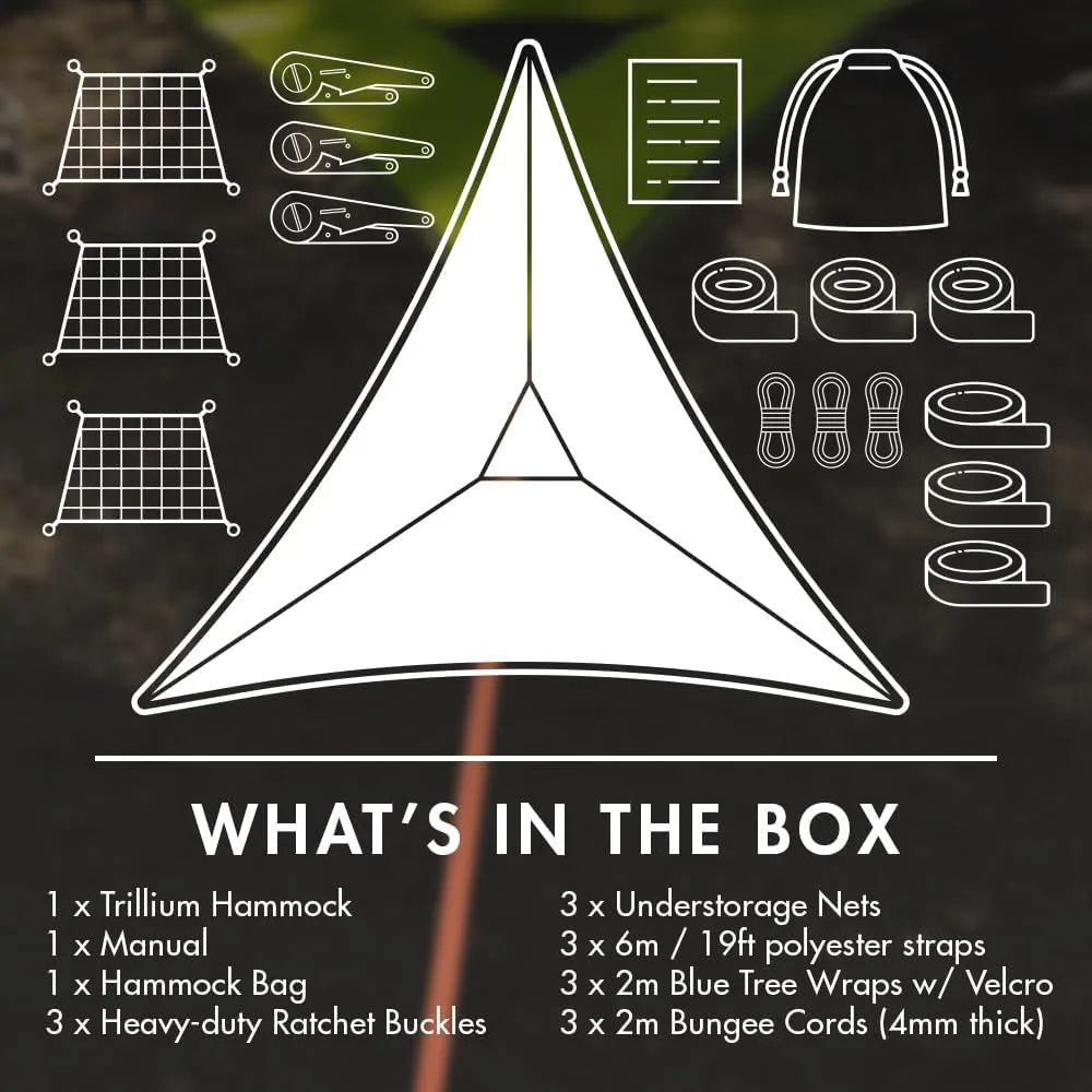 Tentsile Trillium Giant Hammock, The Original Tree Tent Company, 3 Adult Capacity, Anti-Roll, Central Hatch, Ratches and Straps Included, Designed in The UK (3 Person, Safari Brown)