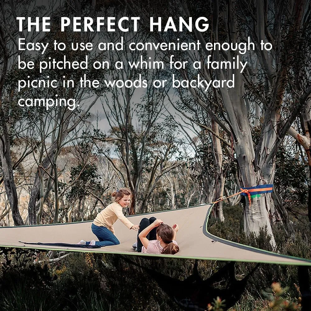Tentsile Trillium Giant Hammock, The Original Tree Tent Company, 6 Adult Capacity, Anti-Roll, Central Hatch, Ratches and Straps Included, Designed in The UK (6 Person, Black Mesh)