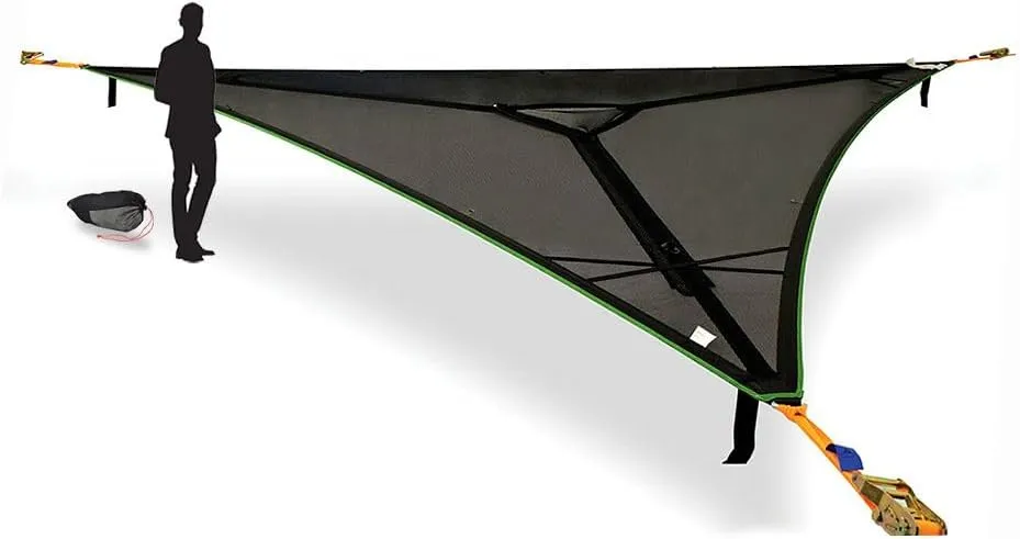 Tentsile Trillium Giant Hammock, The Original Tree Tent Company, 6 Adult Capacity, Anti-Roll, Central Hatch, Ratches and Straps Included, Designed in The UK (6 Person, Black Mesh)