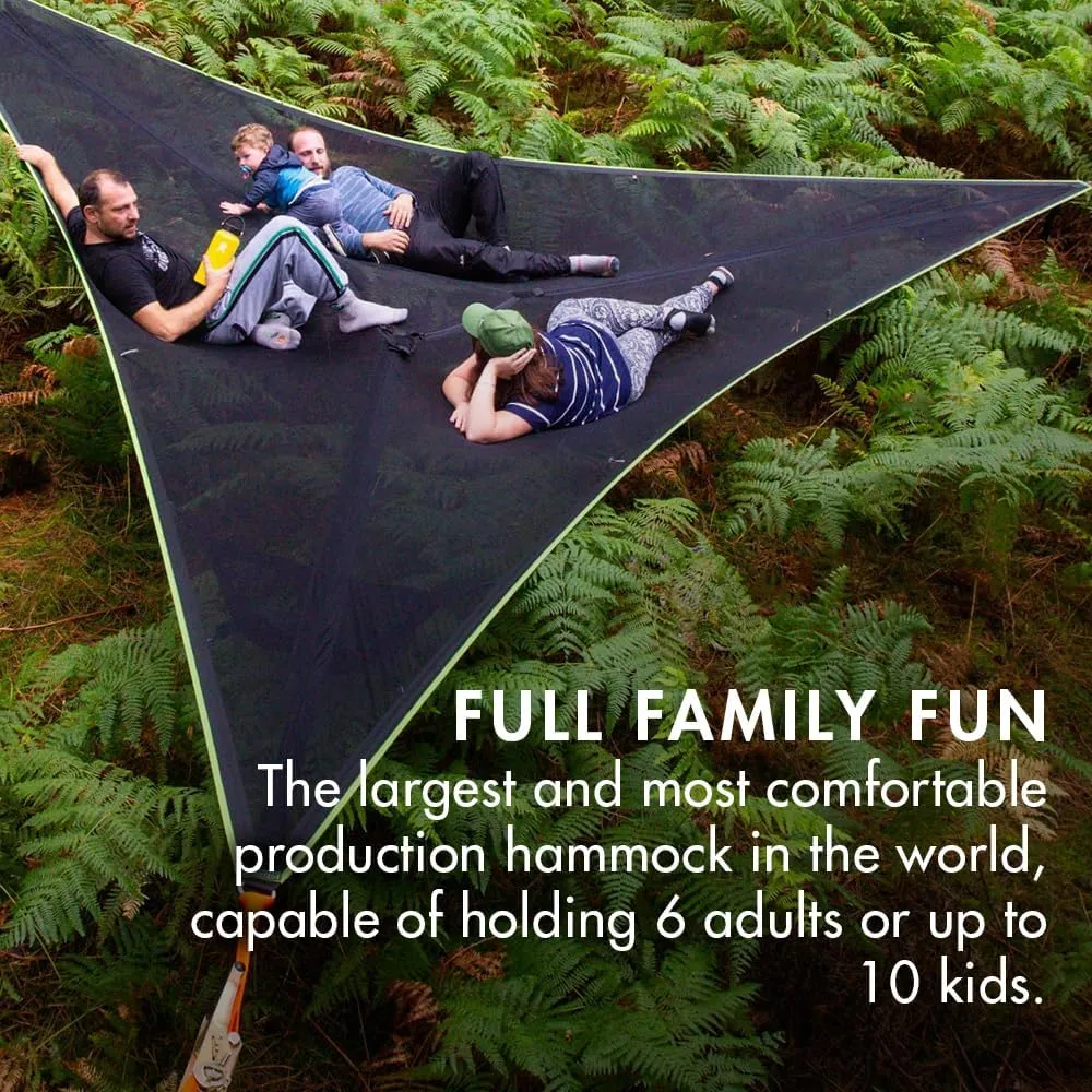 Tentsile Trillium Giant Hammock, The Original Tree Tent Company, 6 Adult Capacity, Anti-Roll, Central Hatch, Ratches and Straps Included, Designed in The UK (6 Person, Black Mesh)