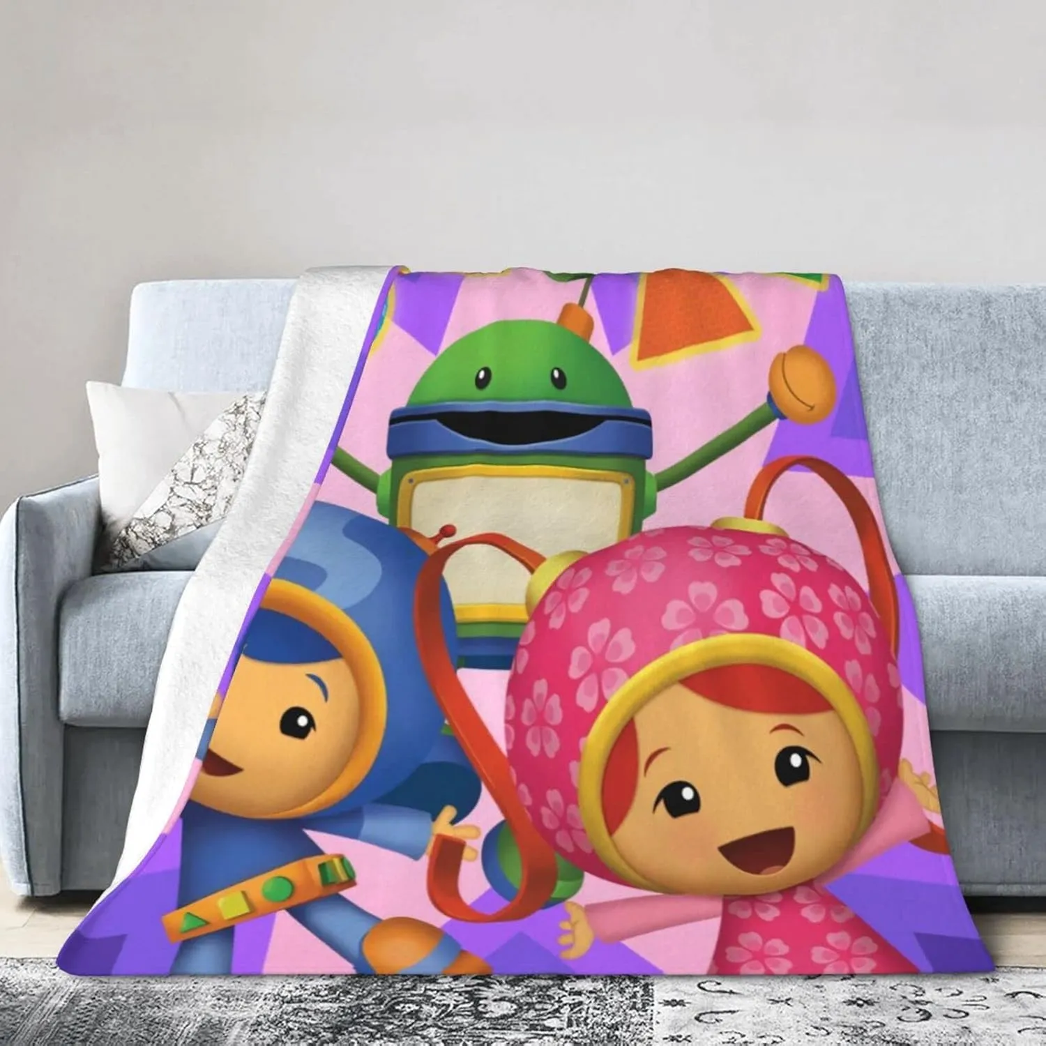 Throw Blanket Team Anime Umizoomi Soft Flannel Blankets for Children Adult All Season Air Conditioning Blanket for Bed Living Room Sofa 40"x30"