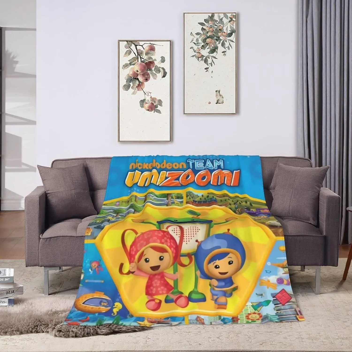 Throw Blanket Team Anime Umizoomi Soft Flannel Blankets for Children Adult All Season Air Conditioning Blanket for Bed Living Room Sofa 40"x30"