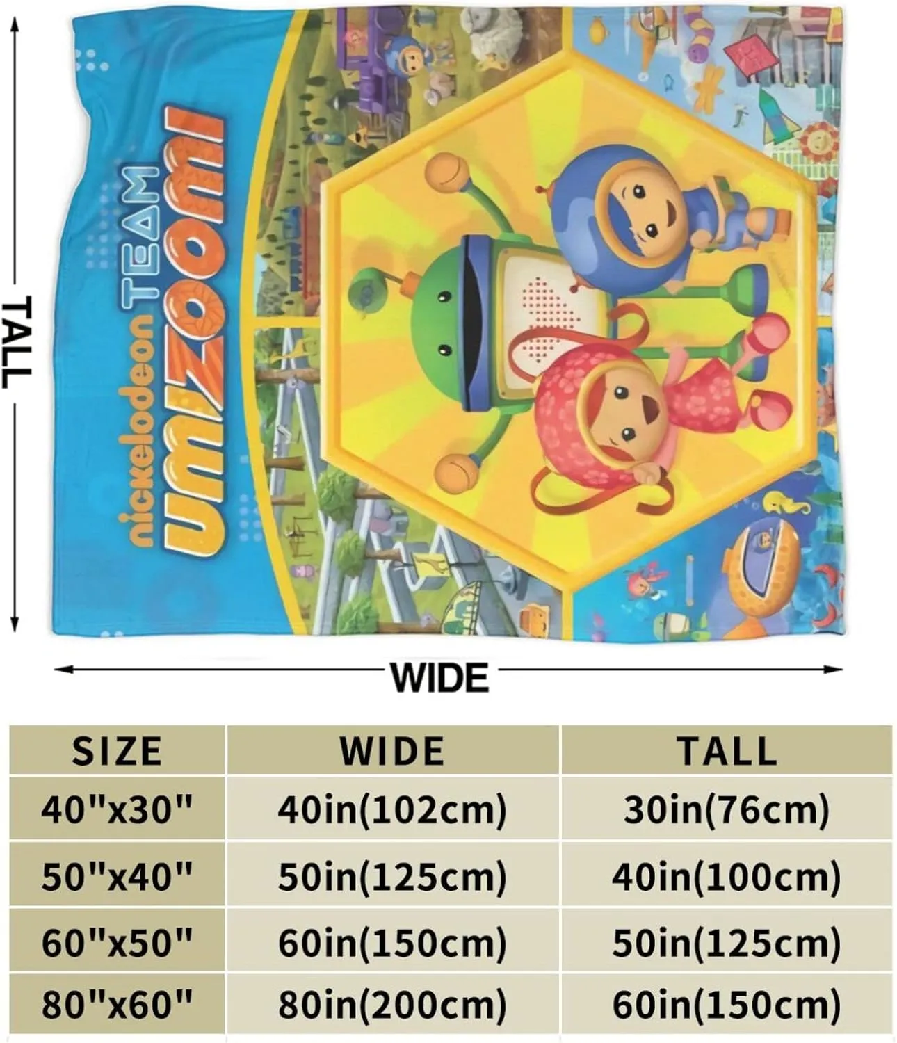 Throw Blanket Team Anime Umizoomi Soft Flannel Blankets for Children Adult All Season Air Conditioning Blanket for Bed Living Room Sofa 40"x30"