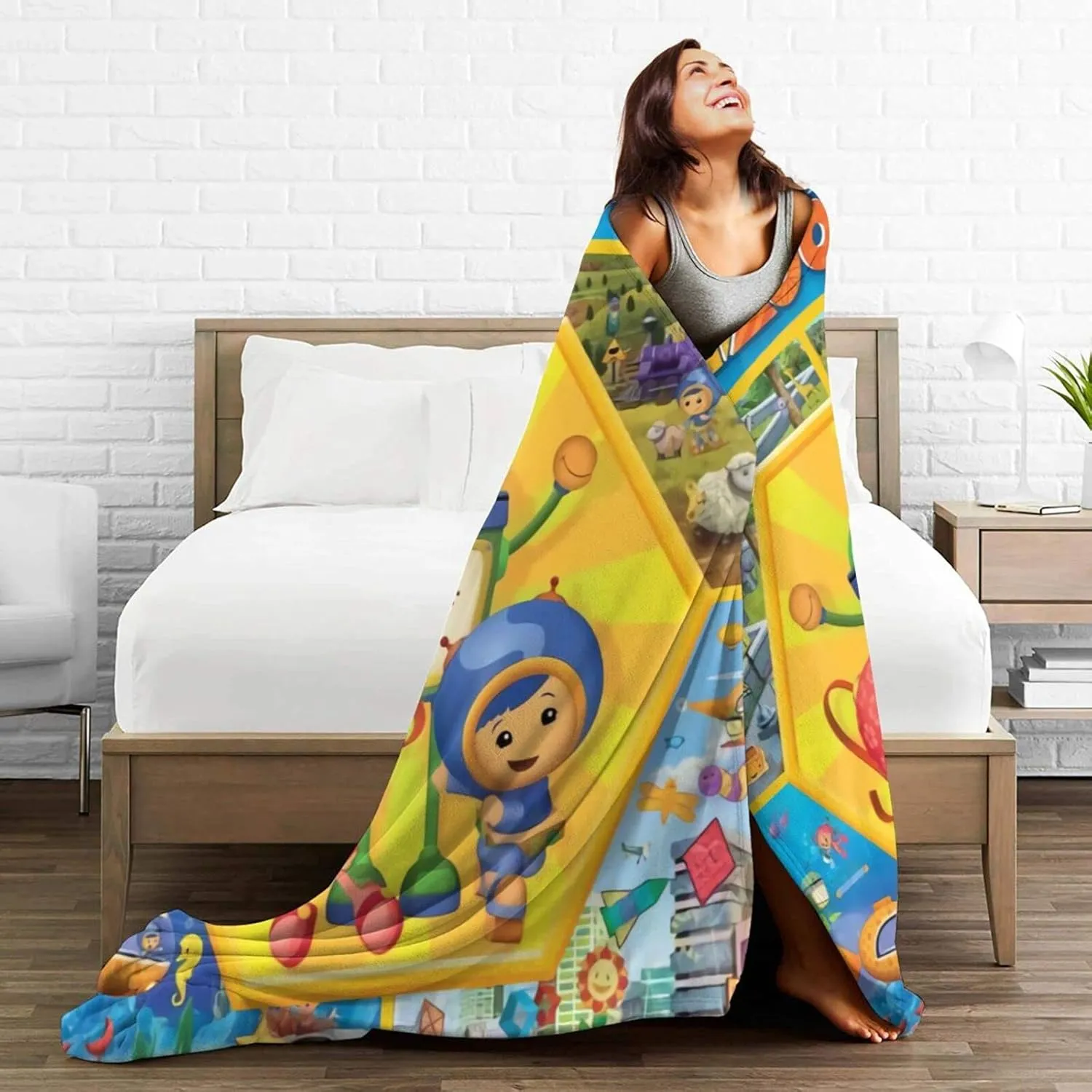 Throw Blanket Team Anime Umizoomi Soft Flannel Blankets for Children Adult All Season Air Conditioning Blanket for Bed Living Room Sofa 40"x30"