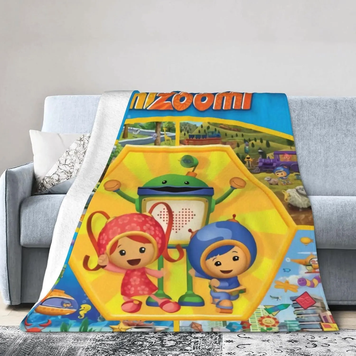 Throw Blanket Team Anime Umizoomi Soft Flannel Blankets for Children Adult All Season Air Conditioning Blanket for Bed Living Room Sofa 40"x30"