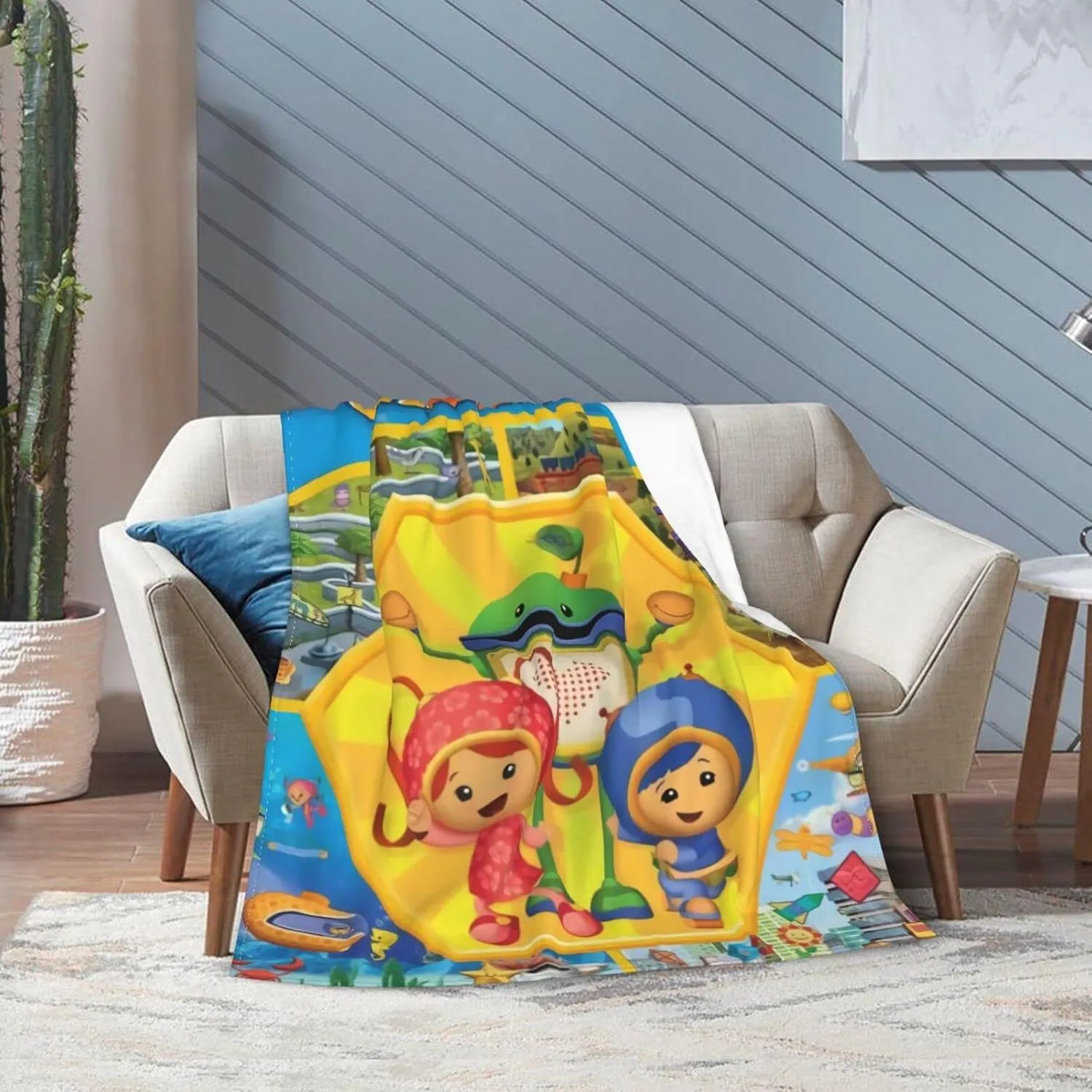 Throw Blanket Team Anime Umizoomi Soft Flannel Blankets for Children Adult All Season Air Conditioning Blanket for Bed Living Room Sofa 40"x30"