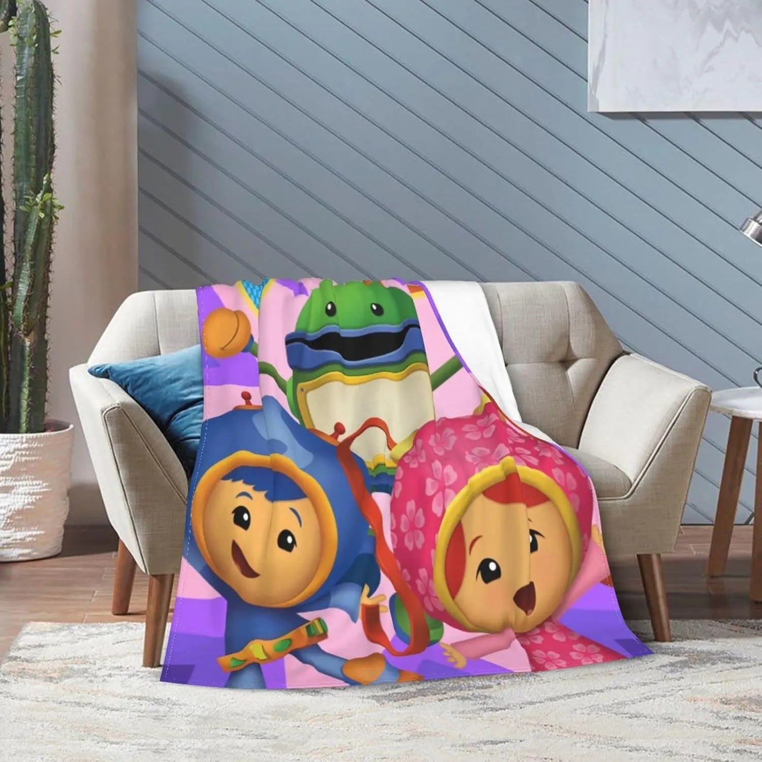 Throw Blanket Team Anime Umizoomi Soft Flannel Blankets for Children Adult All Season Air Conditioning Blanket for Bed Living Room Sofa 40"x30"