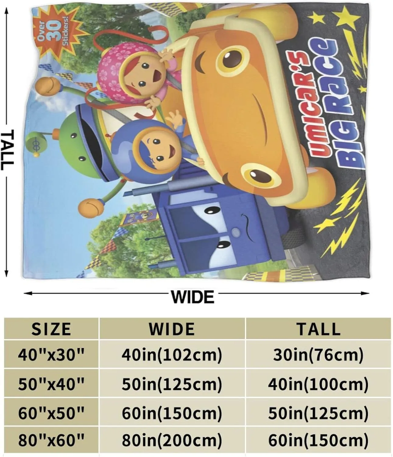 Throw Blanket Team Anime Umizoomi Soft Flannel Blankets for Children Adult All Season Air Conditioning Blanket for Bed Living Room Sofa 50"x40"