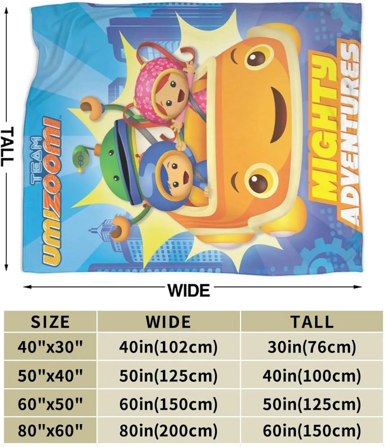 Throw Blanket Team Anime Umizoomi Soft Flannel Blankets for Children Adult All Season Air Conditioning Blanket for Bed Living Room Sofa 60"x50"