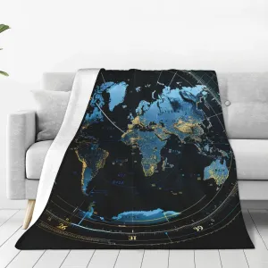 Time Zone Map Print Versatile Portable and Lightweight Bed Blanket,for Bedding and Travel Air Conditioning Blanket