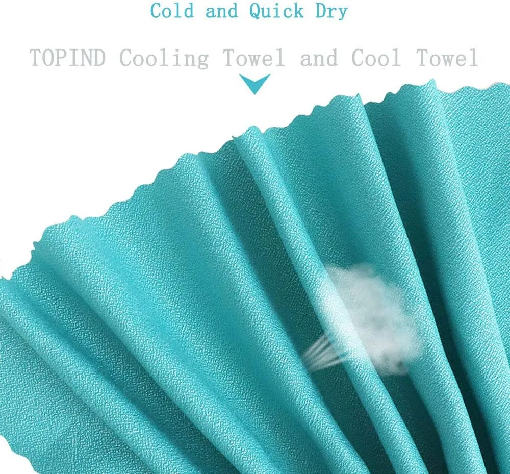 TOPIND Quick Dry Cooling Towel and Cool Towel Compact Gym Outdoor Travel Towel Microfibre Workout Towel with Convenient Silicone Storage Bag (Green, Large-11.8x31.5inch)