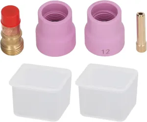 Topyond Welding Cup Torch Collet Set, 4Pcs Pink Welding Cup Torch Collet Set for WP 17 18 26 Argon Arc Welding Gun TIG Accessories