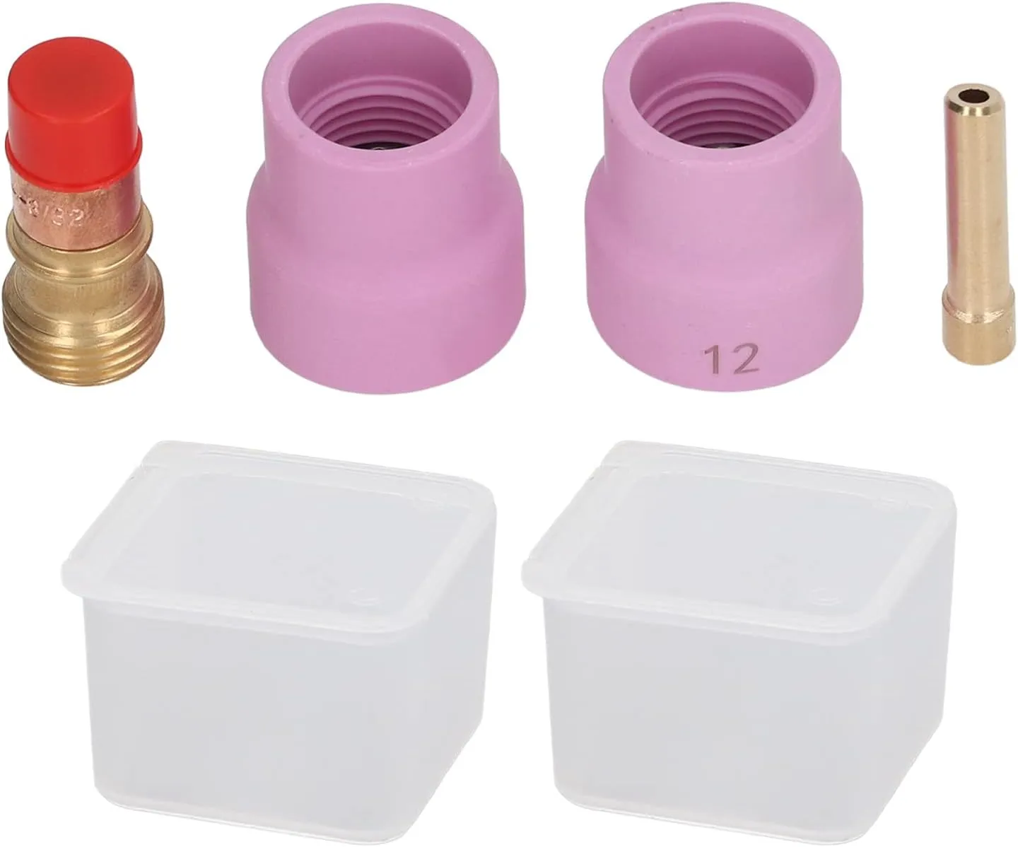 Topyond Welding Cup Torch Collet Set, 4Pcs Pink Welding Cup Torch Collet Set for WP 17 18 26 Argon Arc Welding Gun TIG Accessories