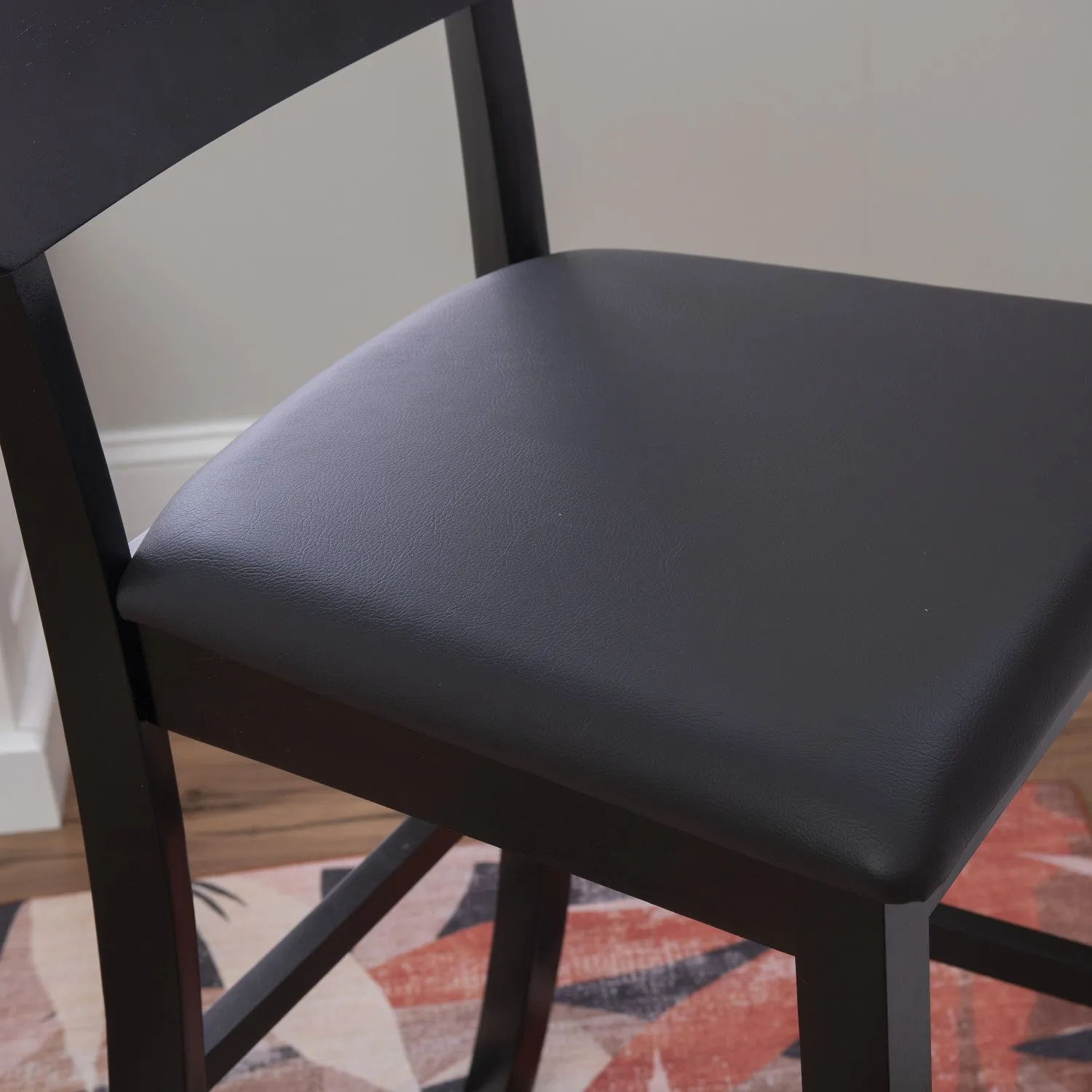 Torino Faux Leather Contemporary Barstool - Black|Tabouret bar contemporain Torino en similicuir - noir