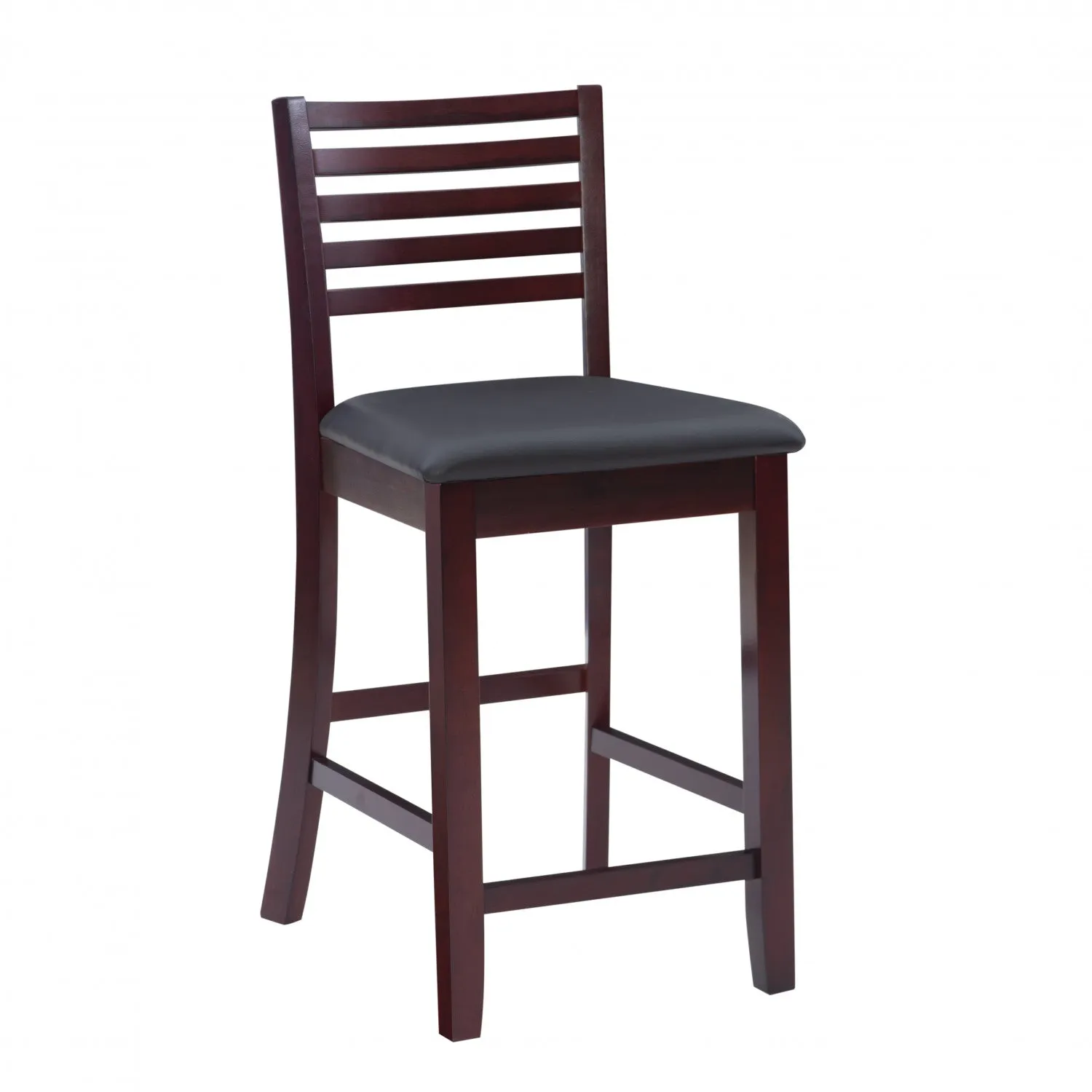 Torino Faux Leather Ladder Back Counter-Height Stool - Merlot|Tabouret Torino de hauteur comptoir en similicuir avec dossier en échelle - merlot