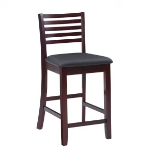 Torino Faux Leather Ladder Back Counter-Height Stool - Merlot|Tabouret Torino de hauteur comptoir en similicuir avec dossier en échelle - merlot