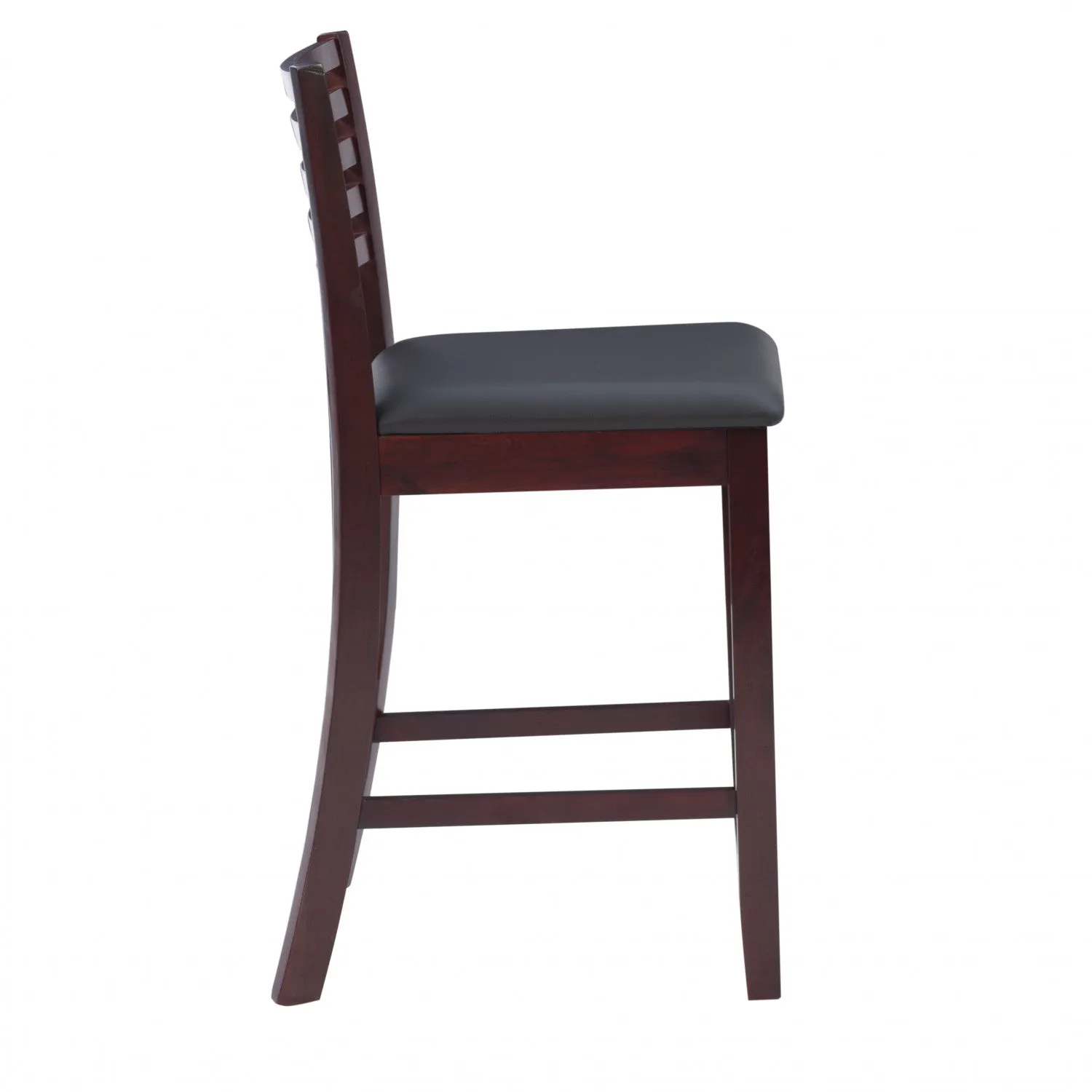 Torino Faux Leather Ladder Back Counter-Height Stool - Merlot|Tabouret Torino de hauteur comptoir en similicuir avec dossier en échelle - merlot
