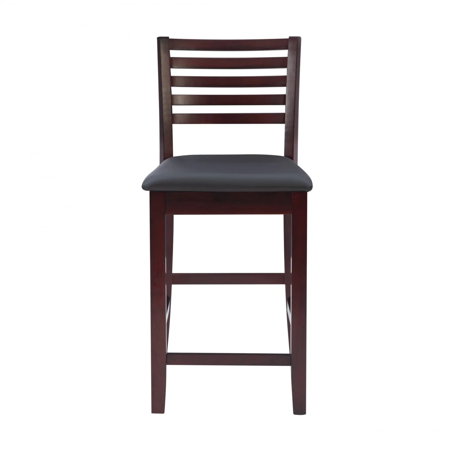 Torino Faux Leather Ladder Back Counter-Height Stool - Merlot|Tabouret Torino de hauteur comptoir en similicuir avec dossier en échelle - merlot