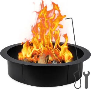 Towallmark Outdoor Smokeless Fire Pit Ring Liner 45 Inch Outer/39 Inch Inner Diameter, Round Firepit Rim Insert for Outside DIY Campfire Ring Above or In-Ground, 1.5mm Thick Metal Steel