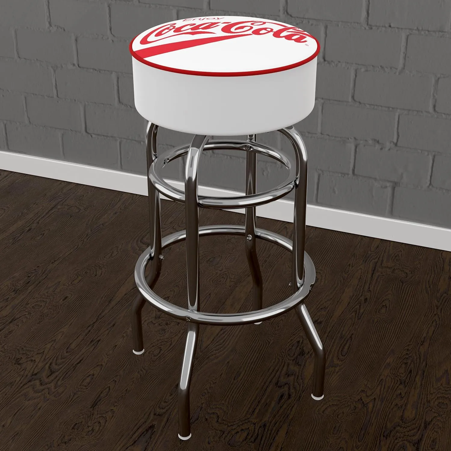 Trademark Global Coca-Cola Barstool, 31" Bar Stool Swivel Chair for Game Room, Garage, or Home Bar