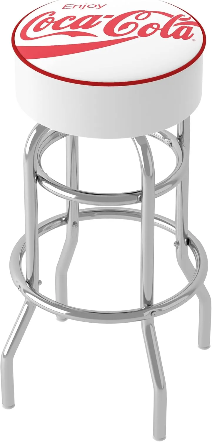 Trademark Global Coca-Cola Barstool, 31" Bar Stool Swivel Chair for Game Room, Garage, or Home Bar