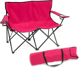 Trademark Innovations Loveseat Style Double Camp Chair, 40" L x 22" W x 31.5" H, Pink