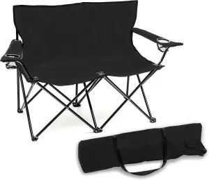 Trademark Innovations Loveseat Style Double Camp Chair, 40" L x 22" W x 31.5" H,Polyester, Black
