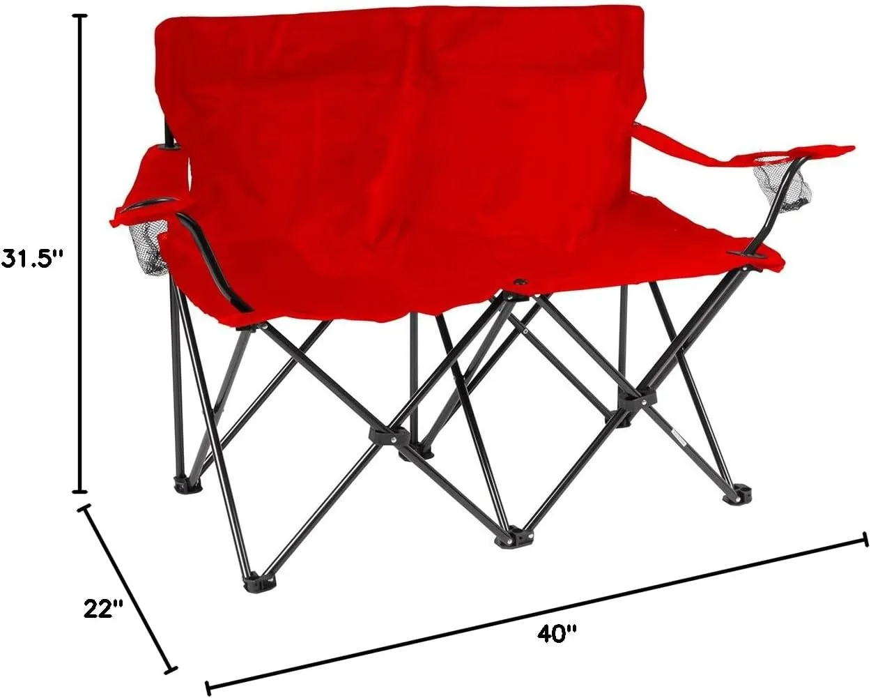 Trademark Innovations Loveseat Style Double Camp Chair with Steel Frame, Red