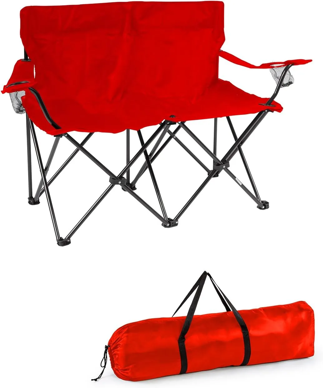Trademark Innovations Loveseat Style Double Camp Chair with Steel Frame, Red