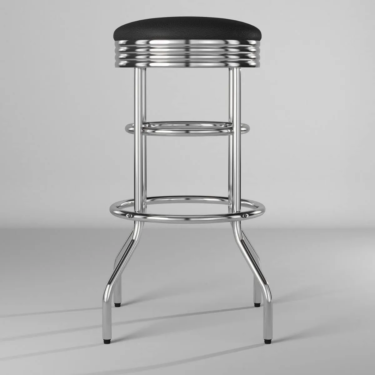 TRINITY Heavy Duty 30-Inch Backless Swivel Bar Stool for Kitchen, Garage, or Workshop, Chrome Finish with Faux Leather Seat, 2 Pack Pre-Assembled, Black