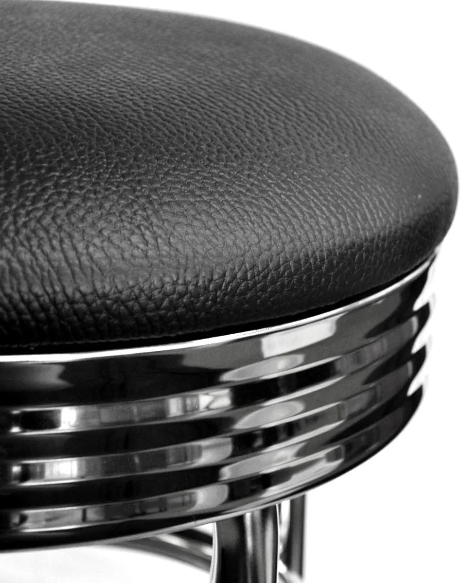 TRINITY Heavy Duty 30-Inch Backless Swivel Bar Stool for Kitchen, Garage, or Workshop, Chrome Finish with Faux Leather Seat, 2 Pack Pre-Assembled, Black