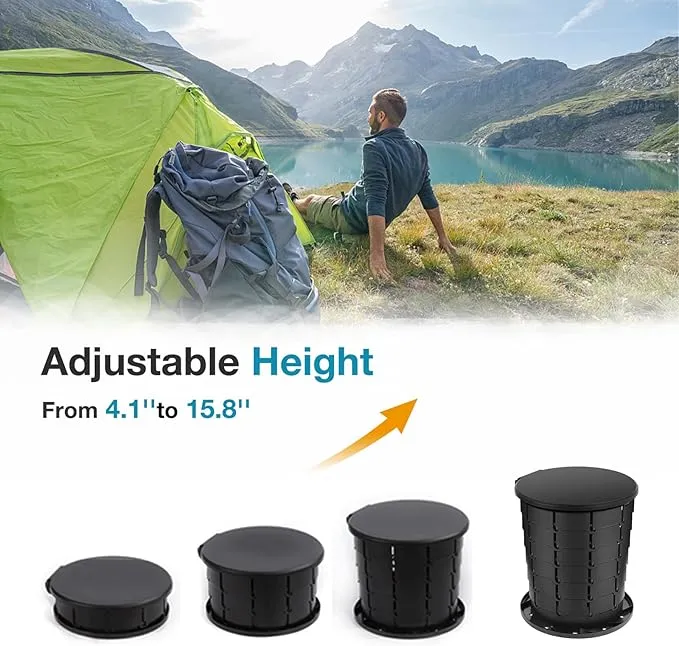 TRIPTIPS Upgrade Retractable Portable Toilet Travel Toilet Adjustable Height Camping Toilet Portable Potty for Adults Kids, Foldable Portable Toilet for Camping/Car, XL Pro size