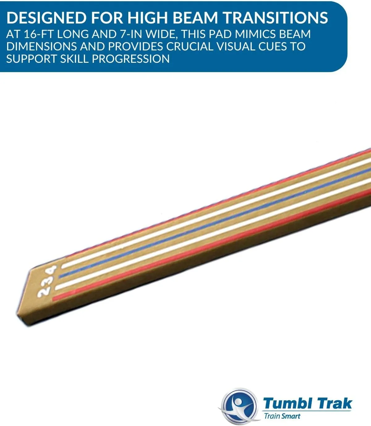 Tumbl Trak 8 Ft Laser Balance Beam with Solid Wood Core Gymnastics Low Balance Training Beam