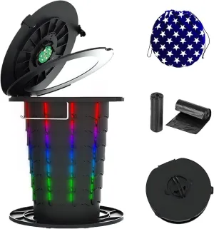 Upgrade Retractable Portable Toilet Folding Camping Toilet with Lights,Foldable Travel Toilet with Carrying Handle, Fixed Latch,Toilet Paper Holder,Adjustable Height Porta Potty for Camping, Hiking