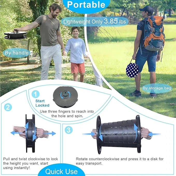 Upgrade Retractable Portable Toilet Folding Camping Toilet with Lights,Foldable Travel Toilet with Carrying Handle, Fixed Latch,Toilet Paper Holder,Adjustable Height Porta Potty for Camping, Hiking