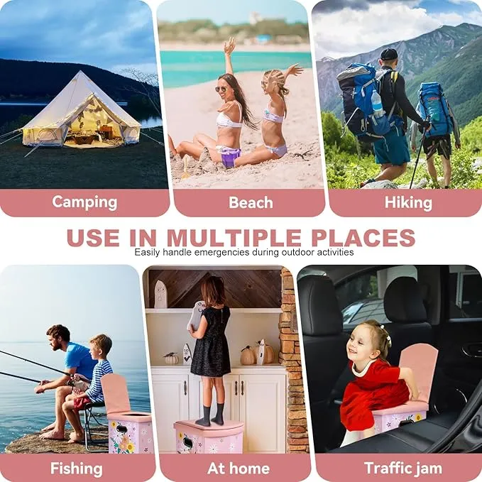 Upgrade XL Portable Toilet for Adults, Extra Large Portable Travel Floding Toilet, Camping Tall Toilets with Lid for Adults and Kids Compact Potty for Car,Hiking,Beach and Camping…