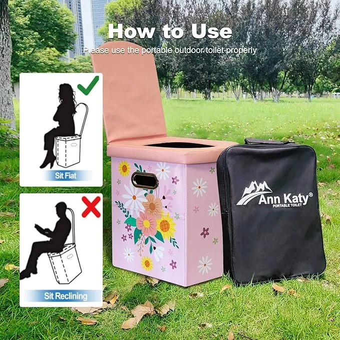 Upgrade XL Portable Toilet for Adults, Extra Large Portable Travel Floding Toilet, Camping Tall Toilets with Lid for Adults and Kids Compact Potty for Car,Hiking,Beach and Camping…