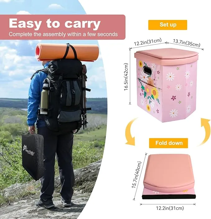 Upgrade XL Portable Toilet for Adults, Extra Large Portable Travel Floding Toilet, Camping Tall Toilets with Lid for Adults and Kids Compact Potty for Car,Hiking,Beach and Camping…