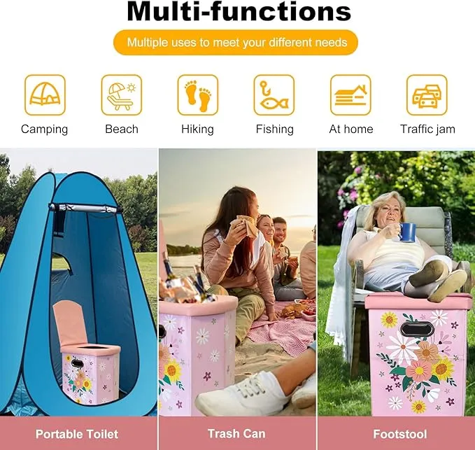 Upgrade XL Portable Toilet for Adults, Extra Large Portable Travel Floding Toilet, Camping Tall Toilets with Lid for Adults and Kids Compact Potty for Car,Hiking,Beach and Camping…