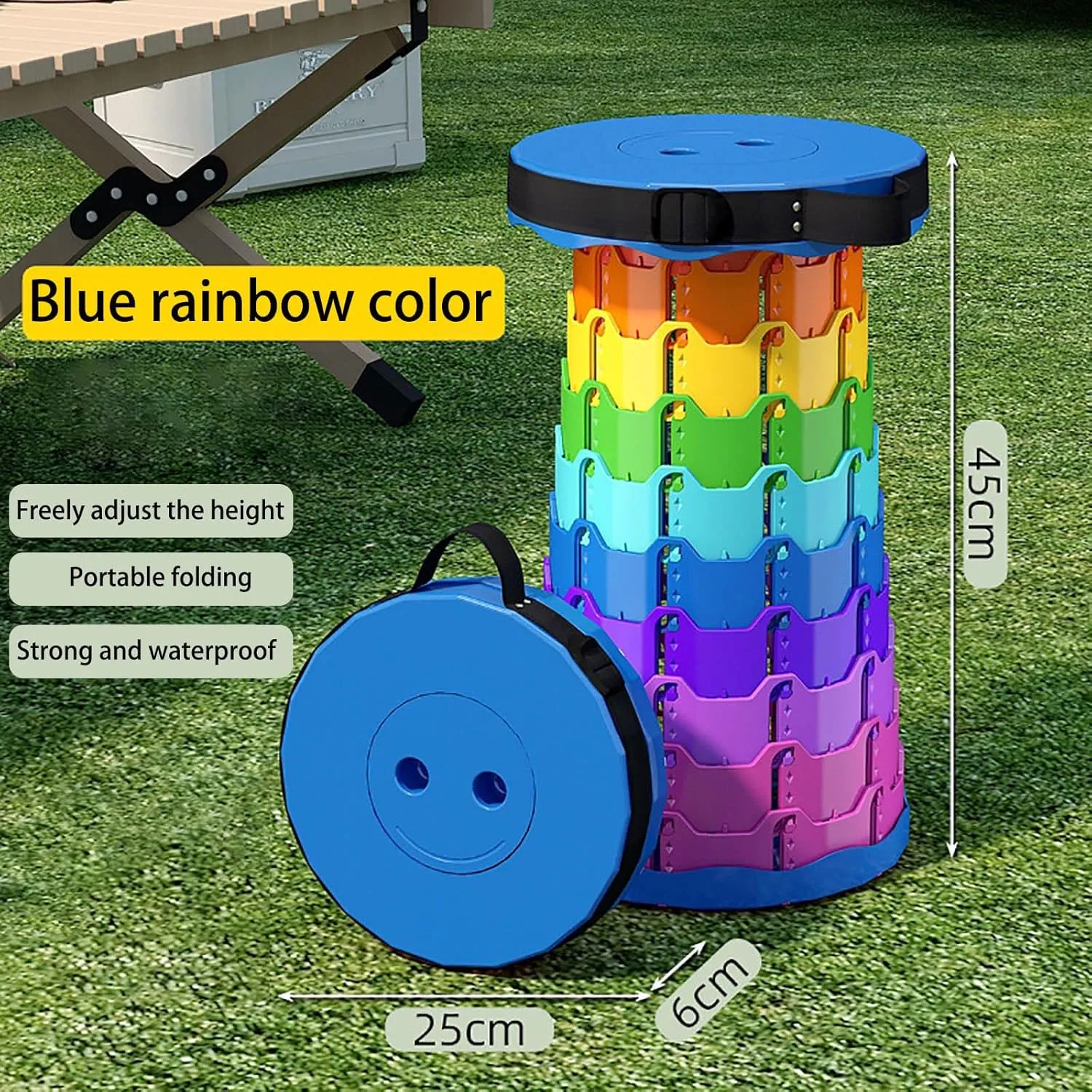 Upgraded Rainbow Folding Stool More Lightweight Sturdy Aesthetically Load Capacity of 550 lbs Portable Folding Stool Camping Fishing Hiking Trips
