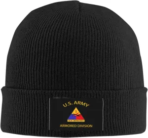 Us Army 1st Armored Division Veteran Unisex Four Seasons Knitted Hat Winter Warm Hats Hats for Men Women One Size