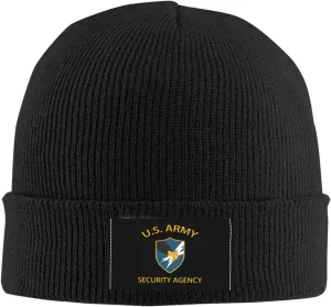Us Army Security Agency Veteran Unisex Four Seasons Knitted Hat Winter Warm Hats Hats for Men Women One Size