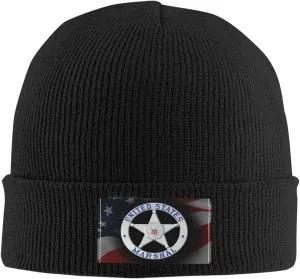 US Marshals Service Unisex Four Seasons Knitted Hat Winter Warm Hats Hats for Men Women One Size Black