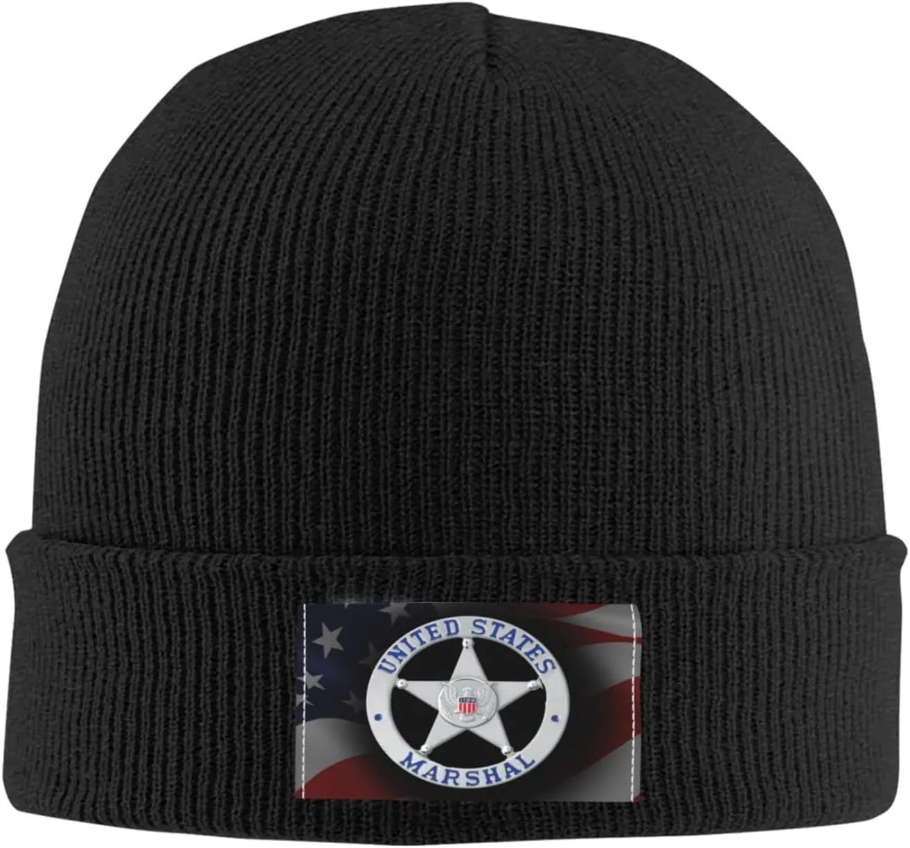 US Marshals Service Unisex Four Seasons Knitted Hat Winter Warm Hats Hats for Men Women One Size Black