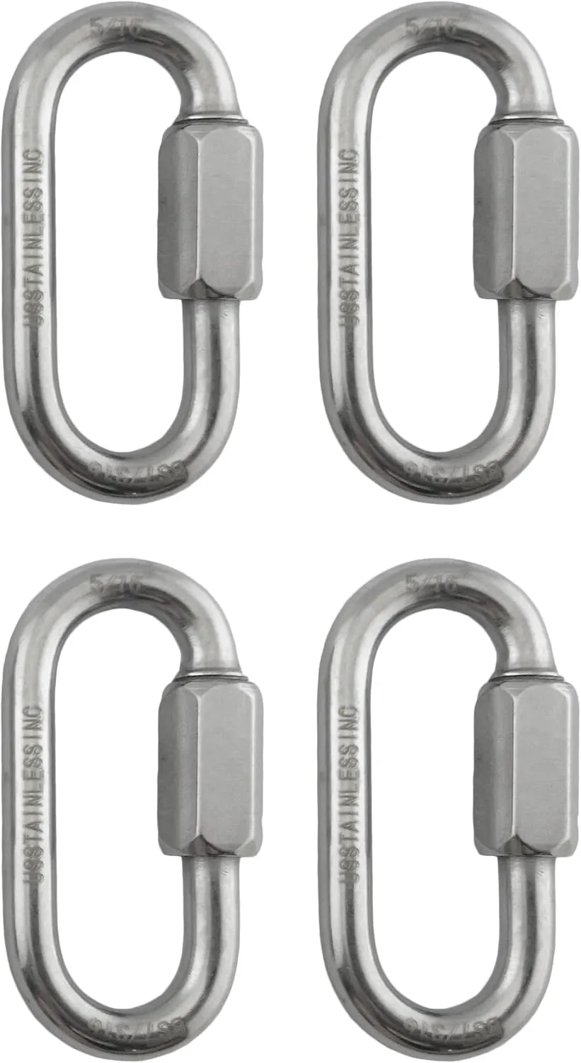 US STAINLESS 4 Pieces Stainless Steel 316 Quick Link 5/16" (8mm) Marine Grade