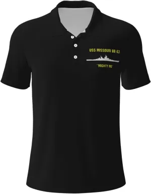 USS Missouri Bb-63 Polo Shirts for Men, Mens Golf Shirt Quick-Dry Short Sleeve Casual