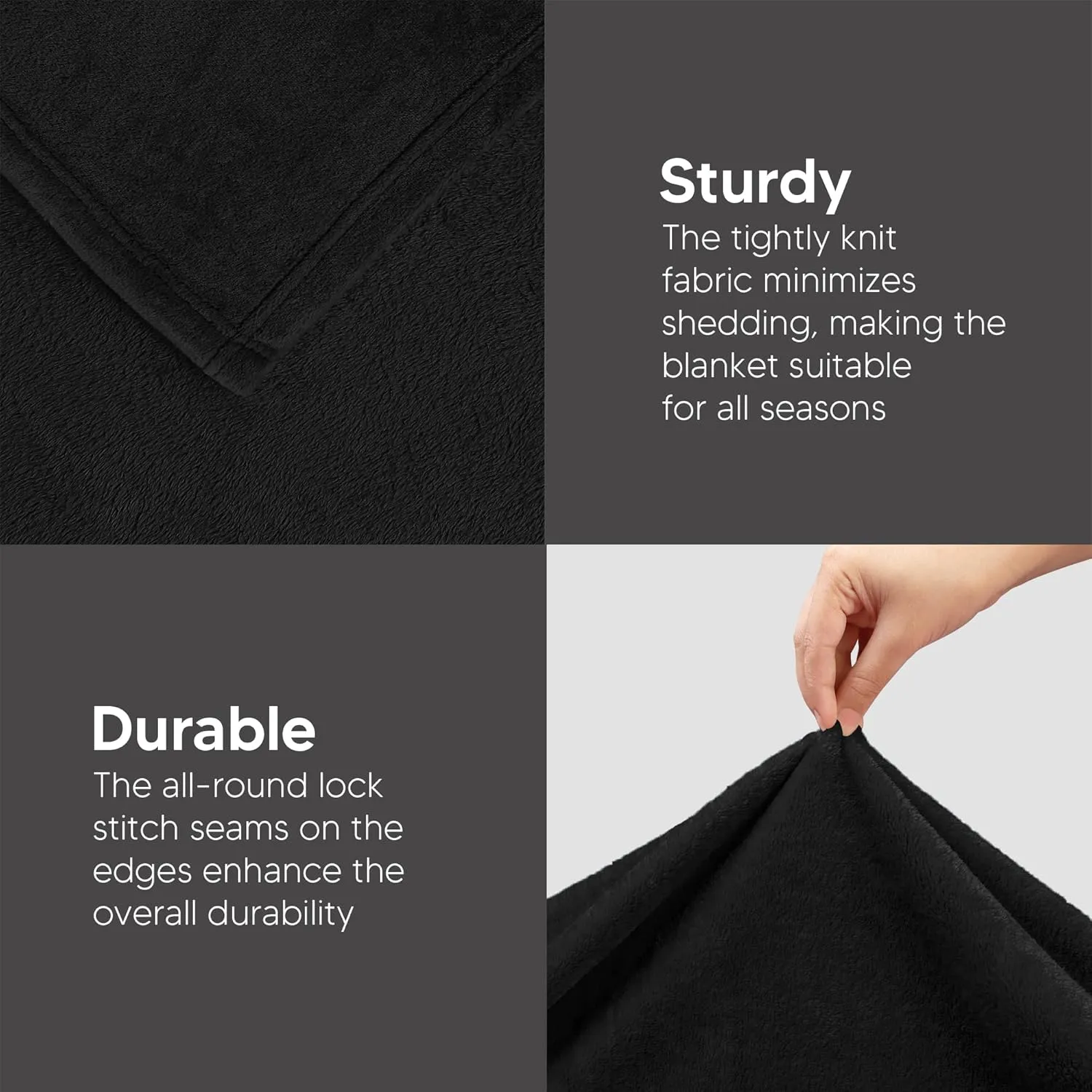 Utopia Bedding Fleece Blanket Full Size Black 300GSM Luxury Fuzzy Soft Anti-Static Microfiber Bed Blanket (90x84 Inch)