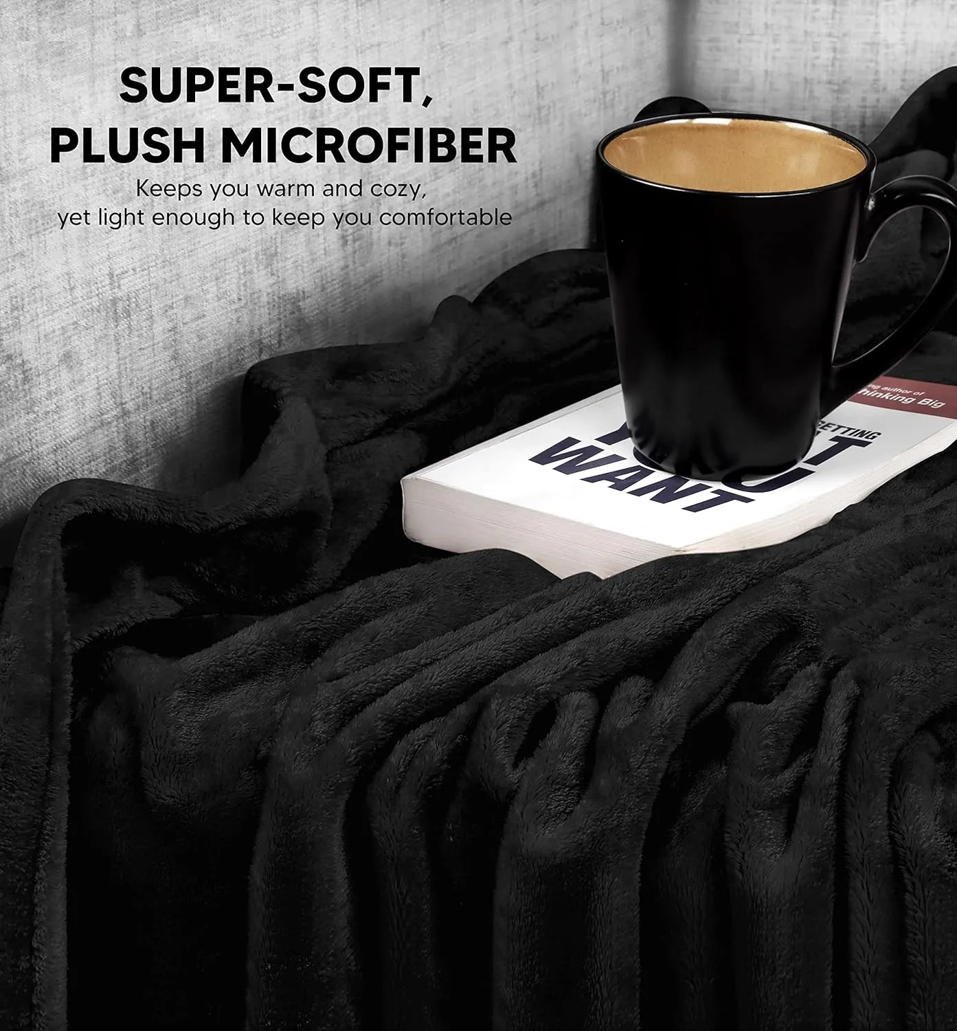 Utopia Bedding Fleece Blanket Full Size Black 300GSM Luxury Fuzzy Soft Anti-Static Microfiber Bed Blanket (90x84 Inch)