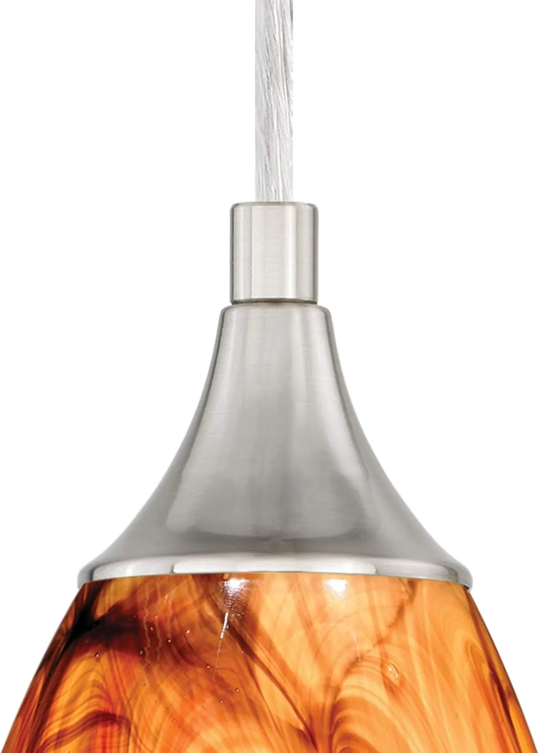 VAXCEL Milano Satin Nickel Mini Pendant Ceiling Light Amber Fire Glass