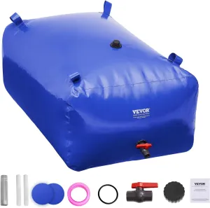 VEVOR 400L/105.7Gallon Water Storage Bladder, RV Tank, 1000D Blue PVC Collapsible Container, Large Capacity Soft Bag, Portable Bladder for Fire Prevention, Camping